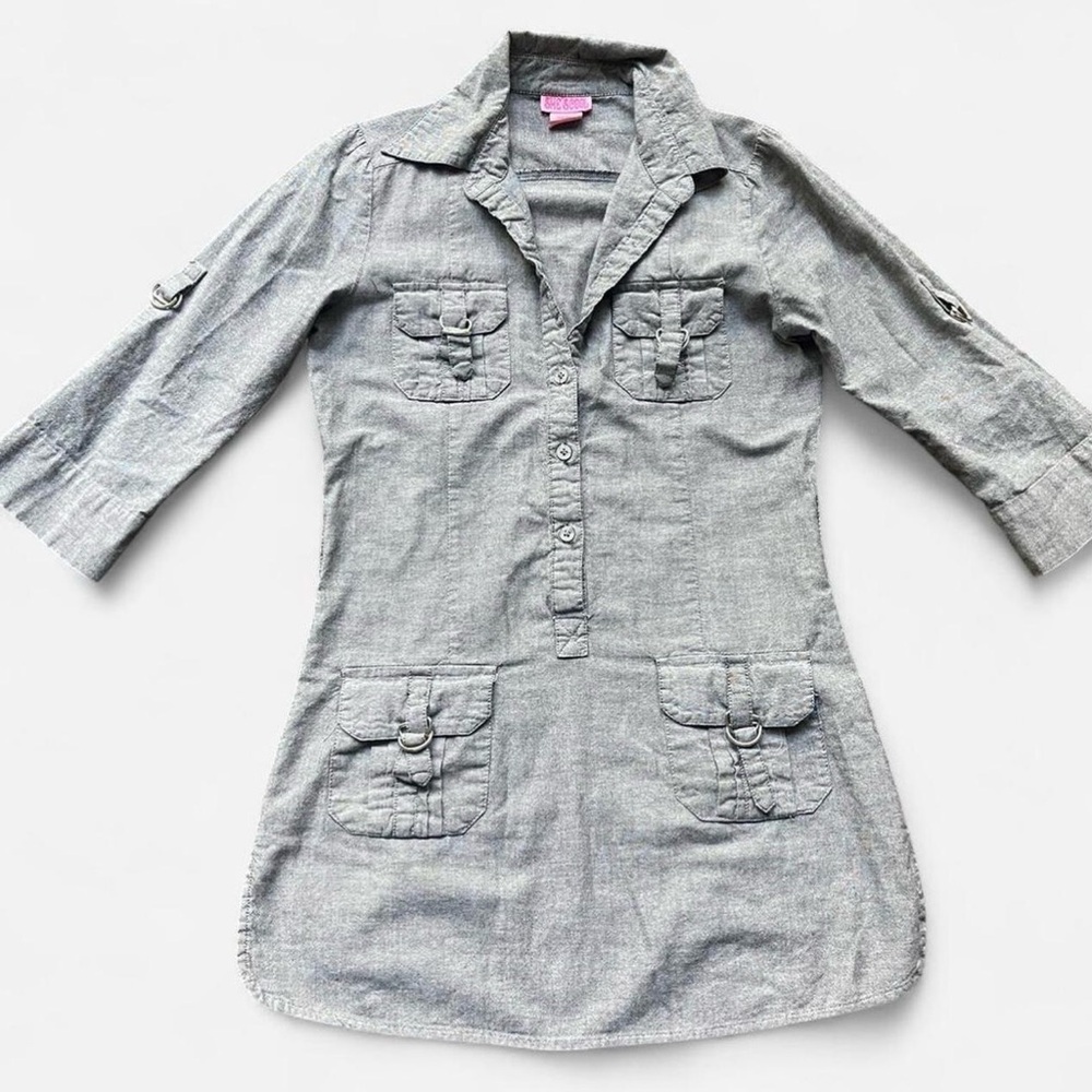 SHES COOL Grunge Y2K inspired Light Grey 3/4 Sleeve Tunic Top •Size: S